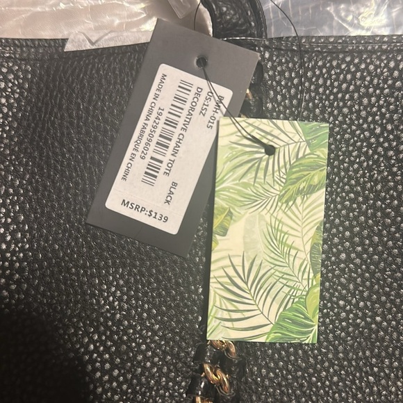 Badgley Mischka Black Decorative Chain Large Tote black gold tone NWT - Picture 5 of 11